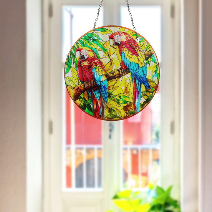 Colorful Parrots Suncatcher Decor Stained Glass Suncatchers | Myphotostation
