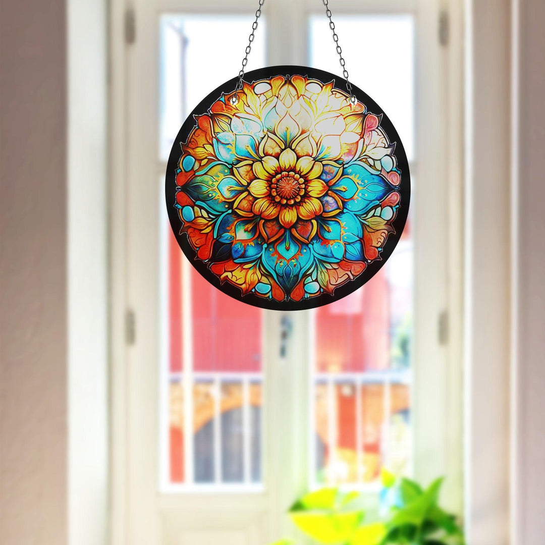 Orange Stained Flower Suncatcher Transform Windows with Suncatchers | Myphotostation
