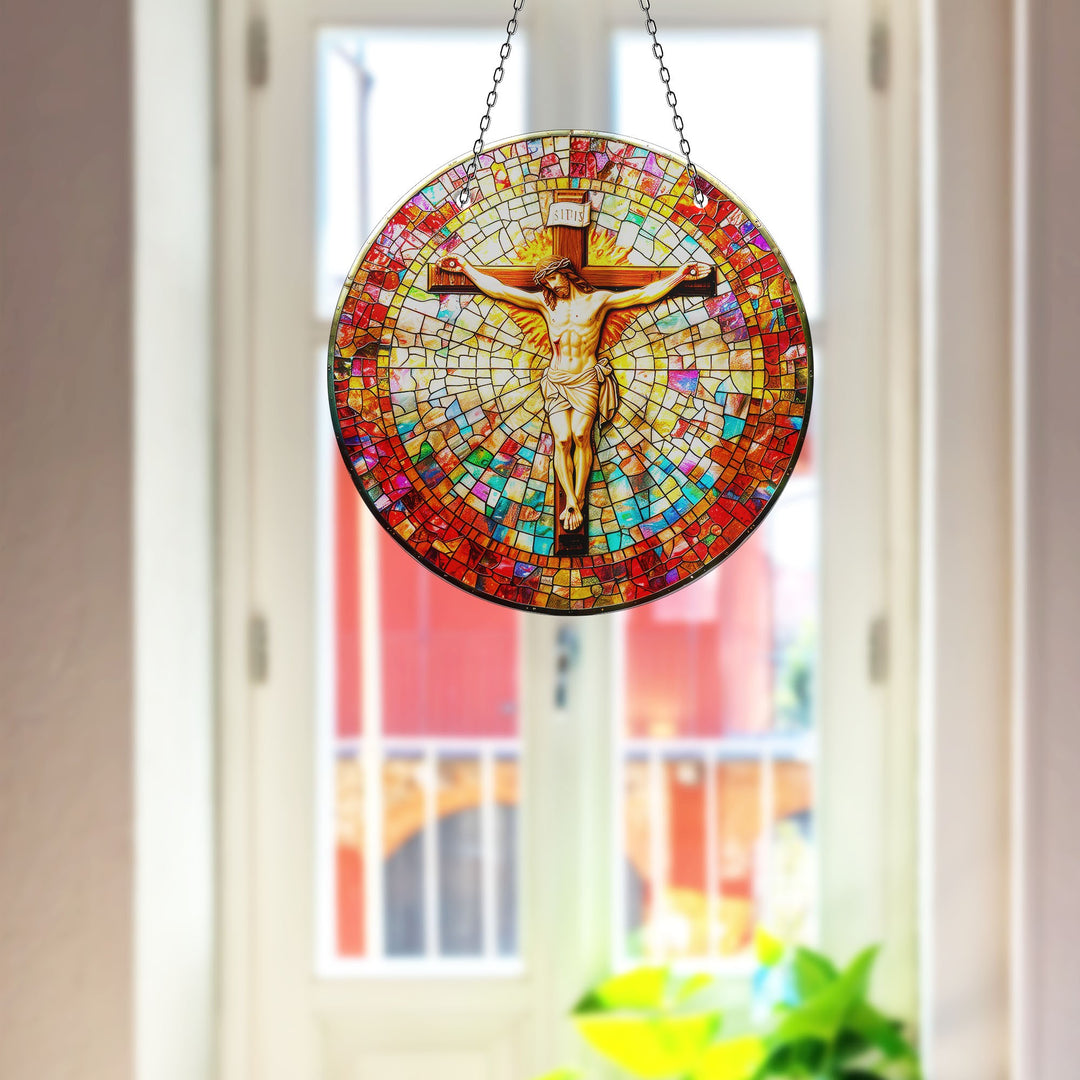 Religious Christ Mosaic Suncatcher Unique Stained Glass Suncatchers | Myphotostation
