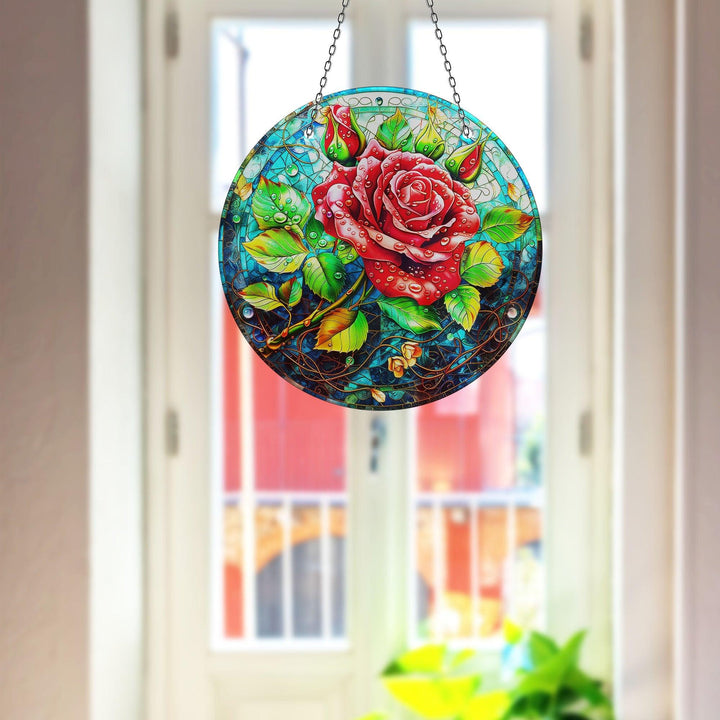 Red Flowers Suncatcher Glass Suncatchers | Myphotostation
