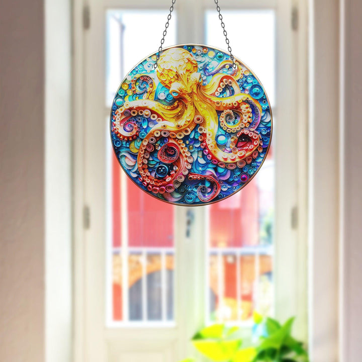 Orange Octopus Suncatcher Colorful Sun | Myphotostation 
