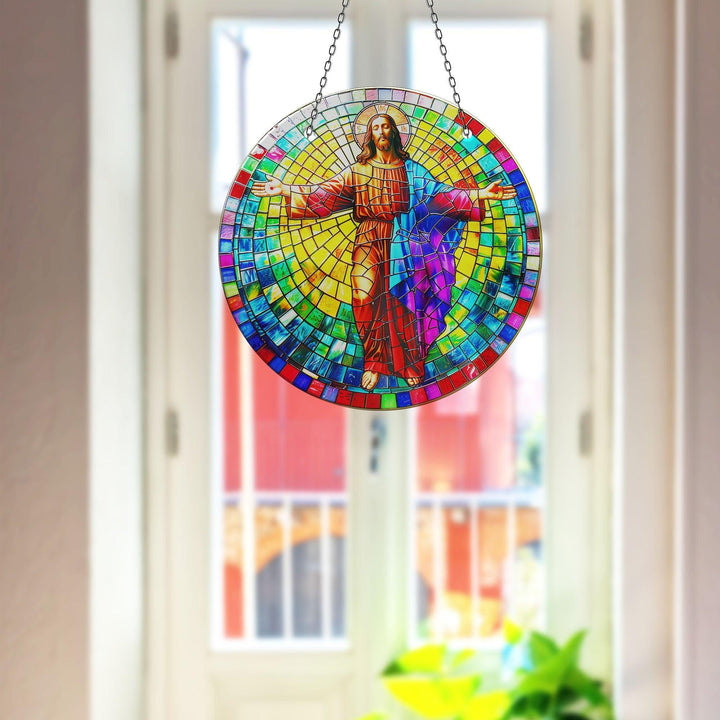 Neon Christ Suncatcher Decor Tempered Glass | Myphotostation
