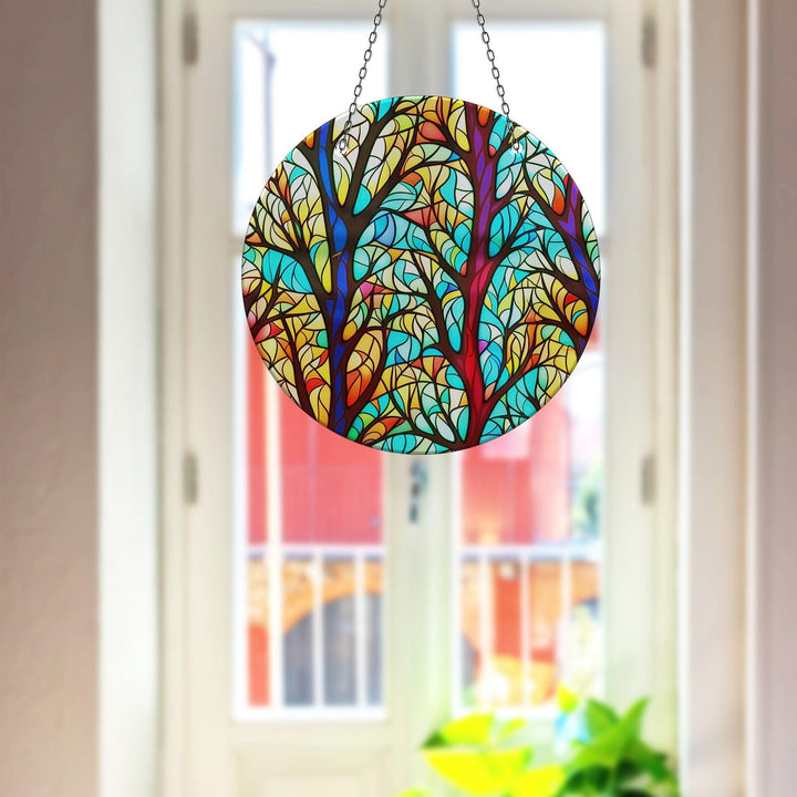 Leaves Tree Colored Suncatcher Durable Tempered Glass | Myphotostation
