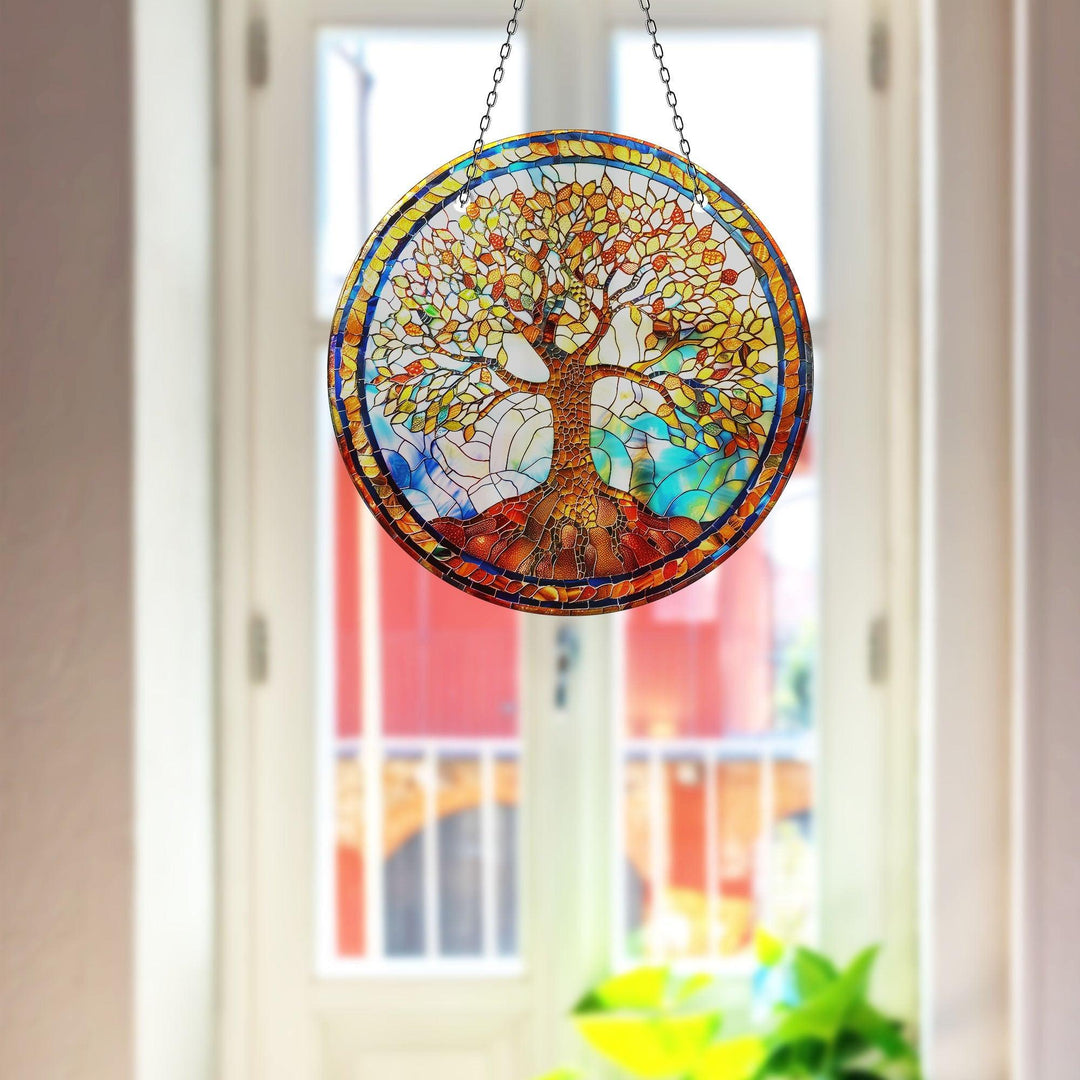 Gold Life of tree Suncatcher Decor Transform Windows with Suncatchers | Myphotostation
