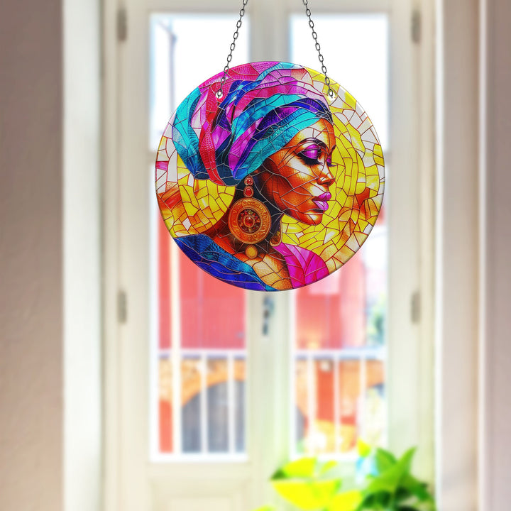 African Woman Portrait Suncatcher Decor Brighten Windows | Myphotostation
