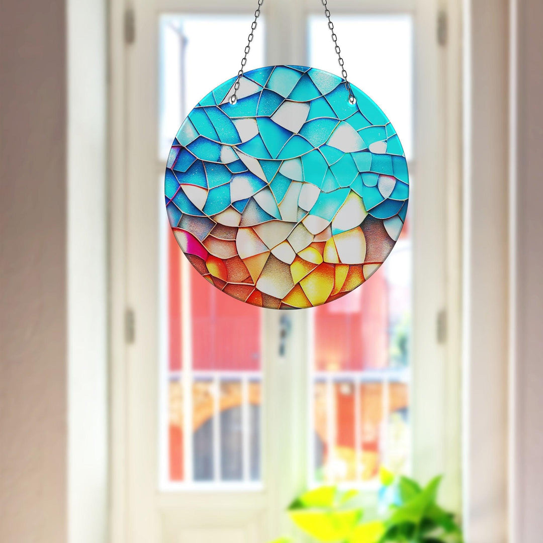 Stained Blue & Yellow Suncatcher Add Color with Stained Glass Suncatchers for Home | Myphotostation
