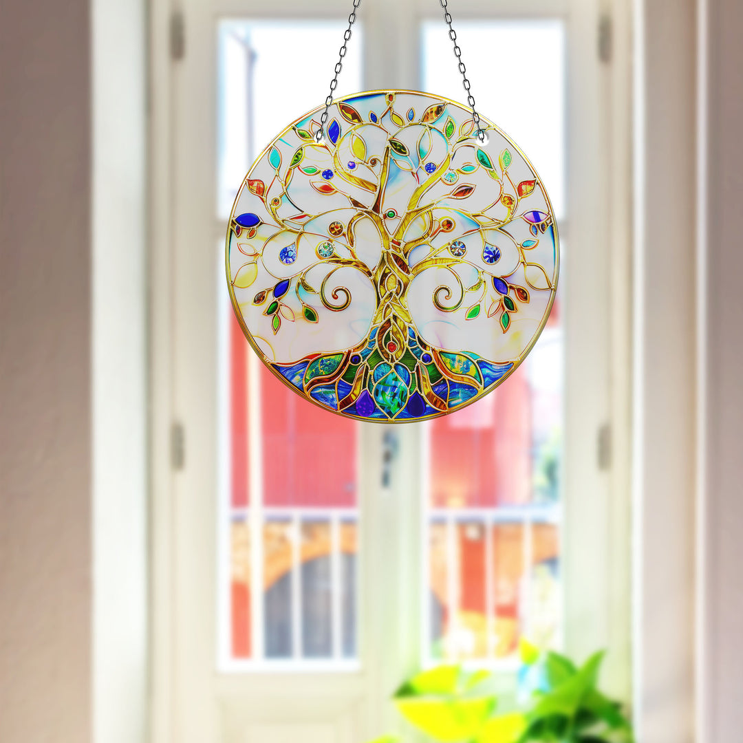 White Tree of Life Suncatcher Decor Tempered Glass | Myphotostation
