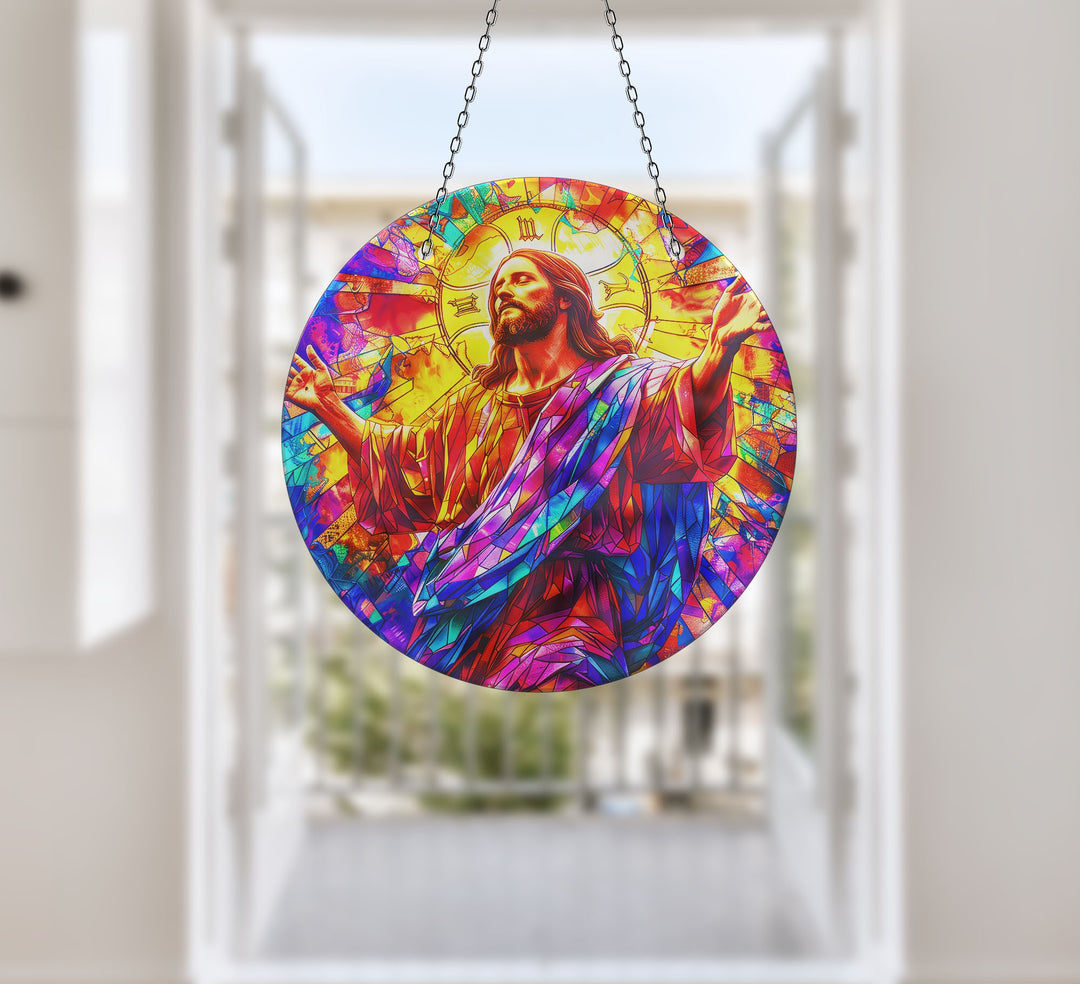 Jesus Christ Suncatcher Decor Stained Glass Suncatchers | Myphotostation
