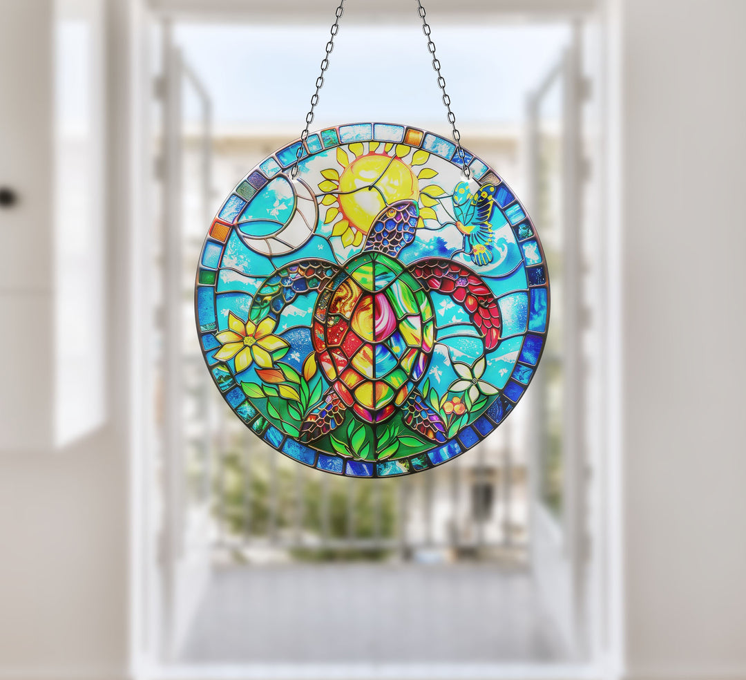 Seaturtle Mosaic Suncatcher Tempered Glass | Myphotostation
