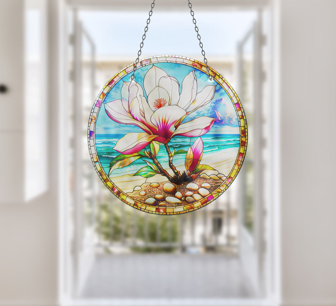 Lotus Art Suncatcher Decor Elegant Tempered Glass Design for Windows | Myphotostation
