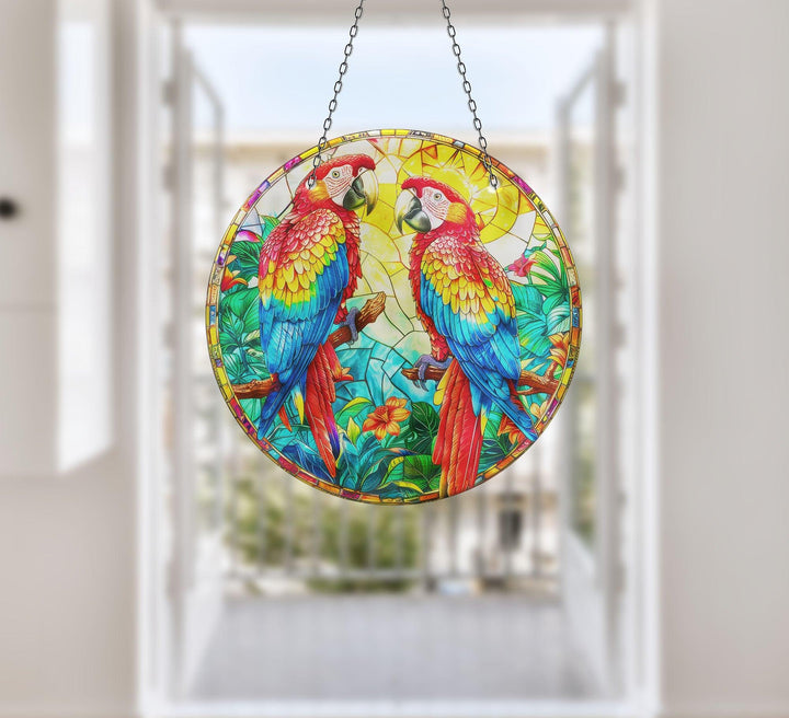 Parrots Suncatcher Decor Durable Tempered Glass | Myphotostation
