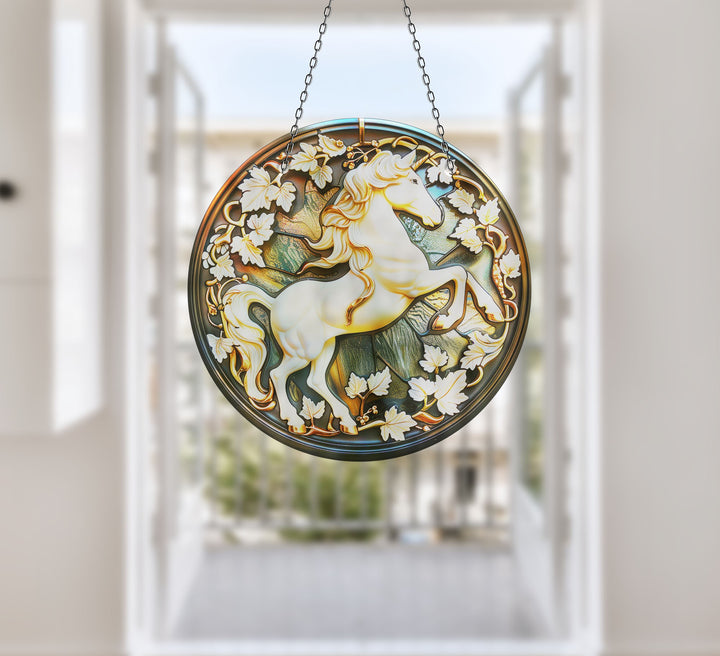 White Horse Stained Suncatcher Glass Suncatchers | Myphotostation
