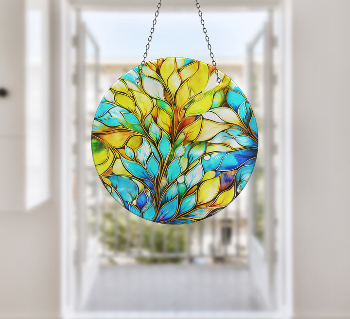 Blue Yellow Leaves Suncatcher