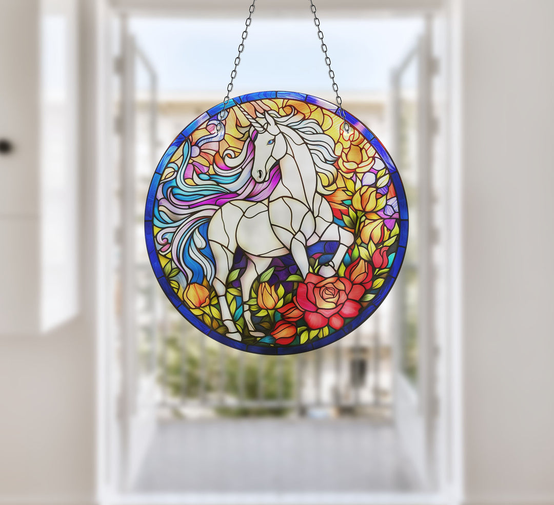 White Horse Stained Suncatcher Stained Glass Suncatchers | Myphotostation
