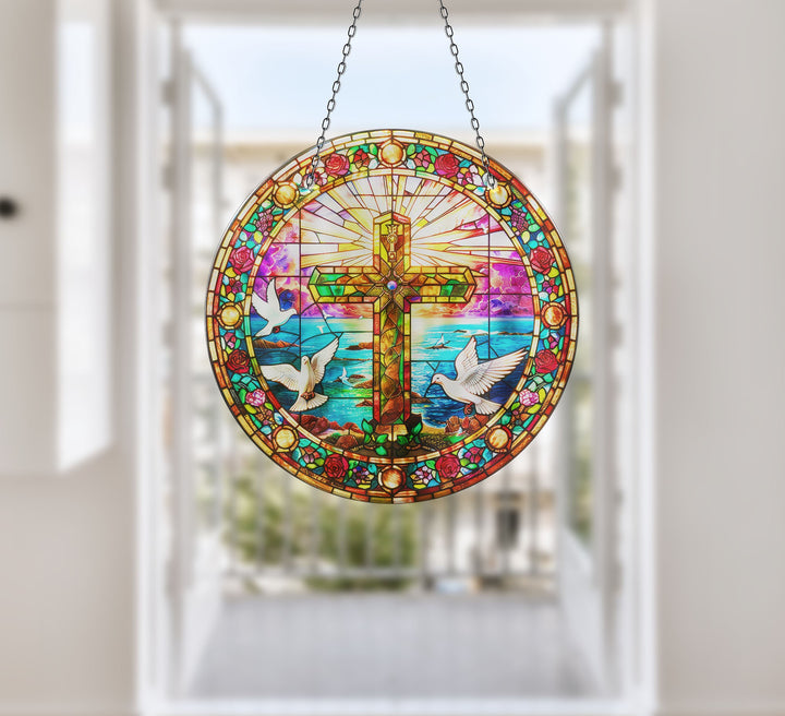 Peace Sign Jesus Suncatcher Transform Windows with Suncatchers | Myphotostation
