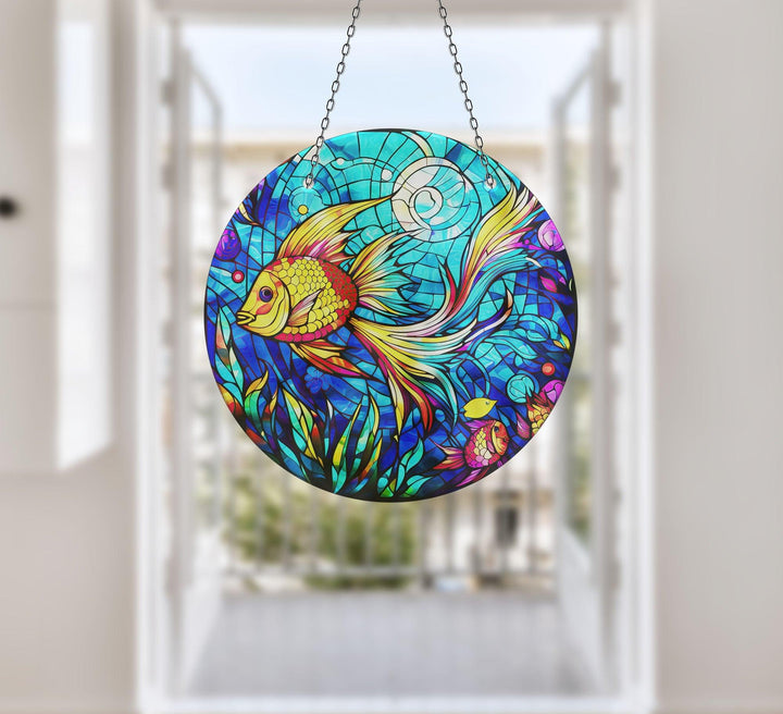 Gold Fish Suncatcher Decor Add Color with Stained Glass Suncatchers for Home | Myphotostation
