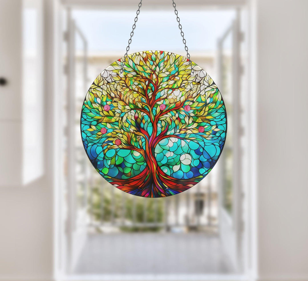 Life of tree Green Suncatcher Unique Stained Glass Suncatchers | Myphotostation
