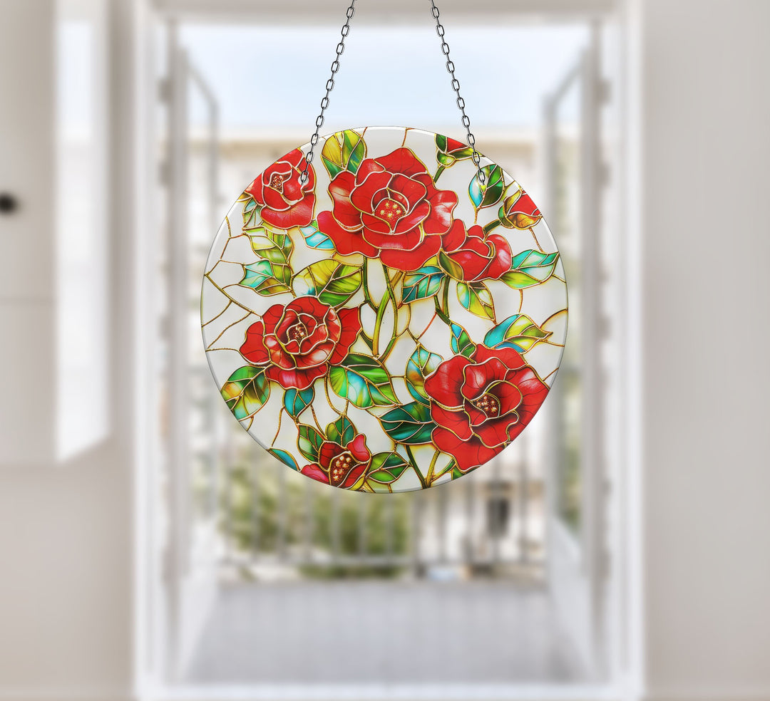 Red Roses Stained  Suncatcher  Brighten Windows | Myphotostation
