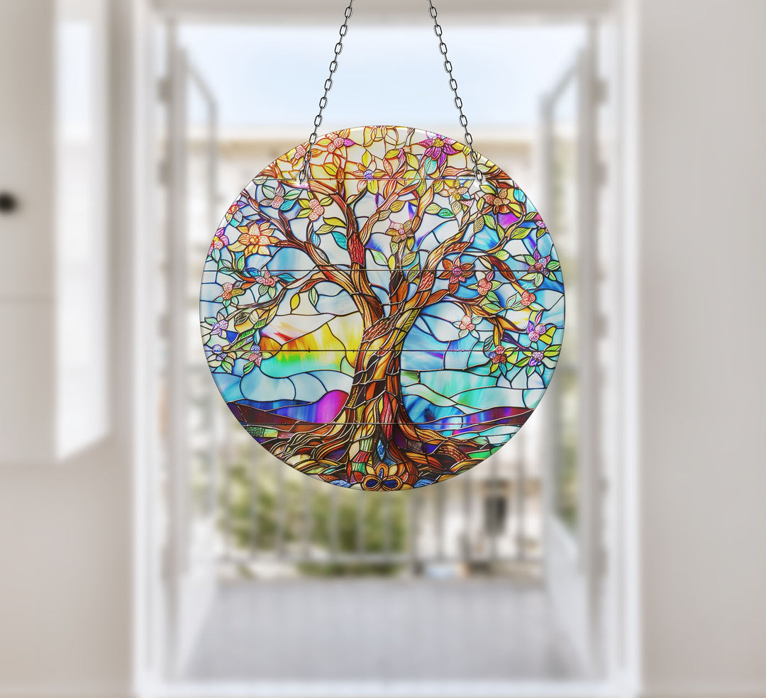 Life of tree Colored Suncatcher Decor Tempered Glass | Myphotostation
