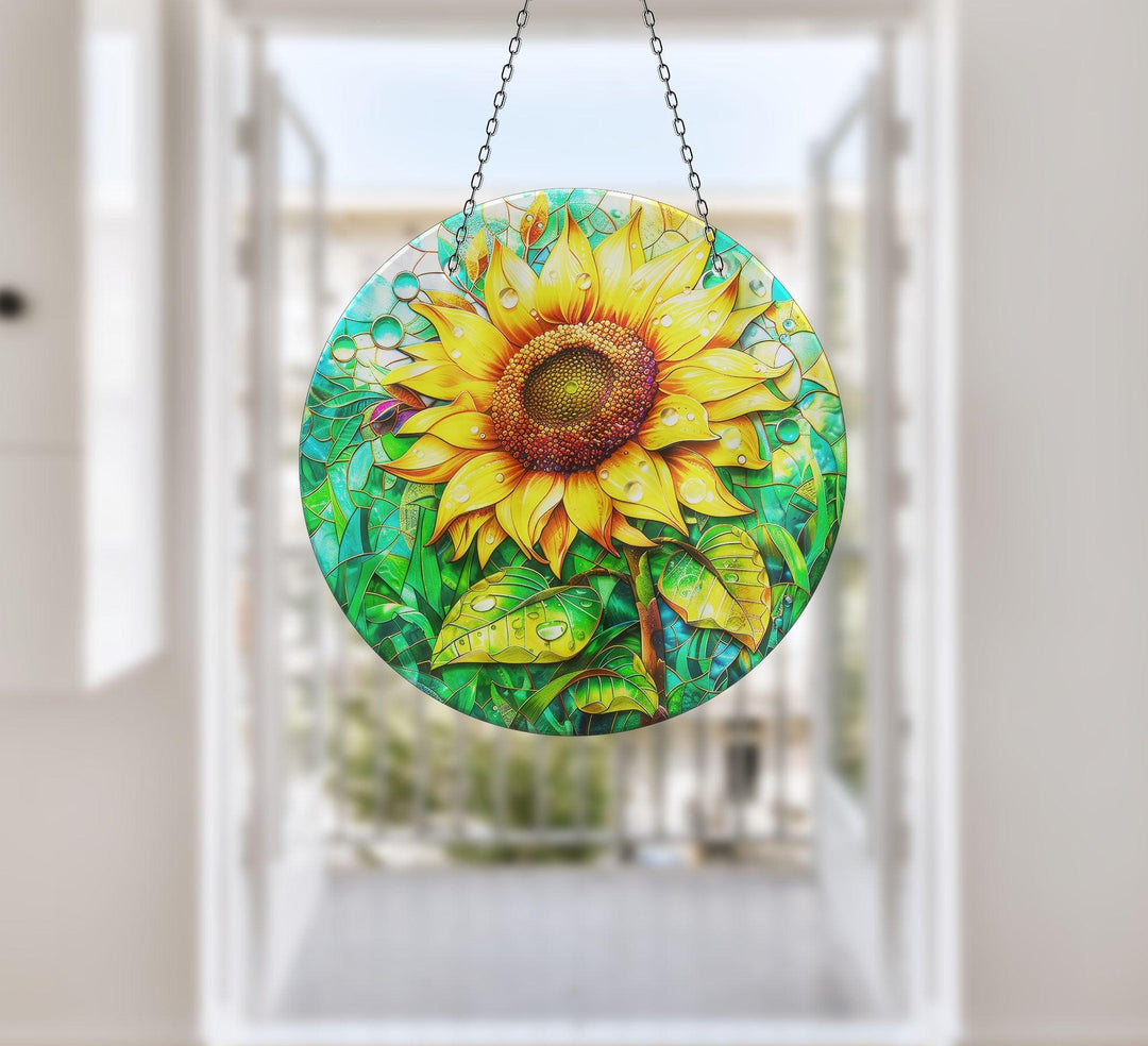 Yellow Sunflower Suncatcher Decor Perfect Gift | Myphotostation
