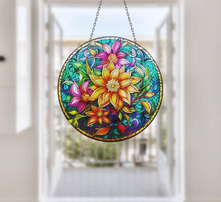 Yellow Flower Botanical Suncatcher Decor Add Color with Stained Glass Suncatchers for Home | Myphotostation
