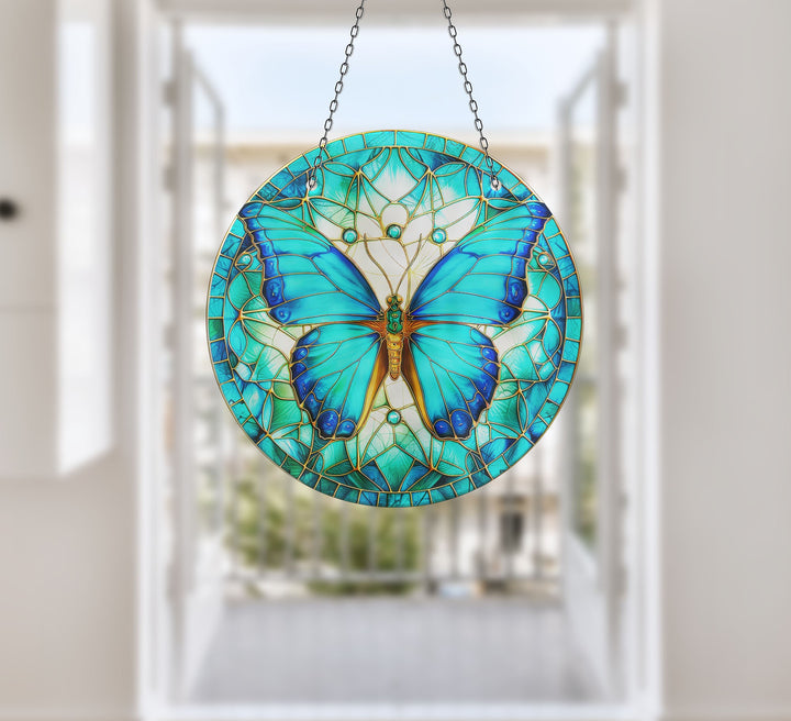 Shiny Blue Butterfly Suncatcher Brighten Any Space with Glass Suncatchers | Myphotostation
