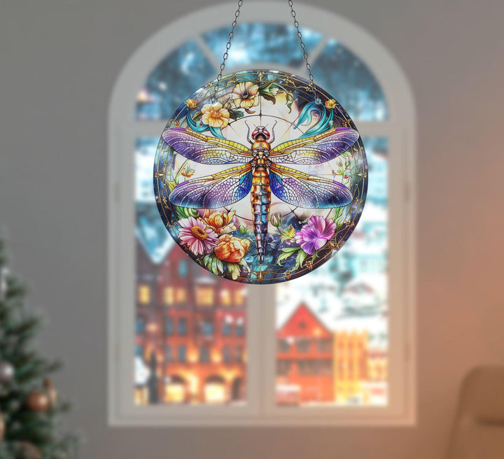 Colorful Dragonfly Suncatcher Decor Tempered Glass | Myphotostation
