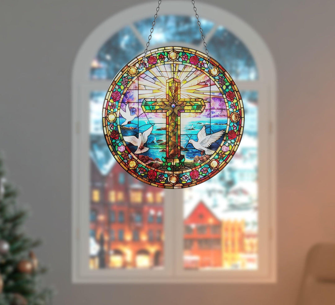 Peace Sign Jesus Suncatcher Brighten Any Space with Glass Suncatchers | Myphotostation
