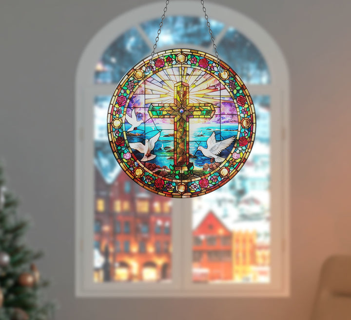 Peace Sign Jesus Suncatcher Brighten Any Space with Glass Suncatchers | Myphotostation
