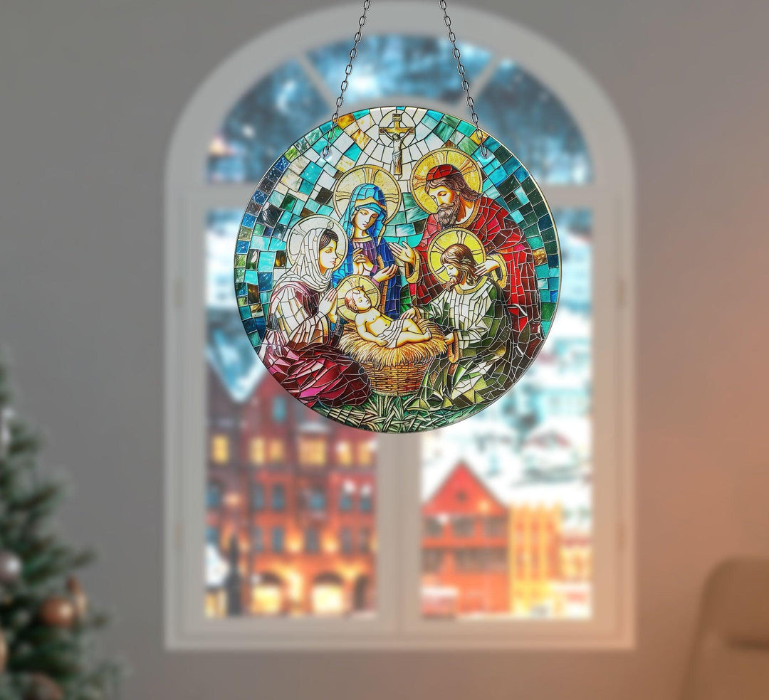 Christ Mosaic Suncatcher Decor Tempered Glass | Myphotostation
