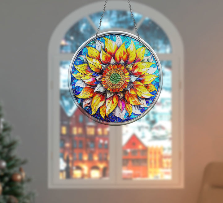 Sunflower Decor Suncatcher Elegant Tempered Glass Design for Windows | Myphotostation
