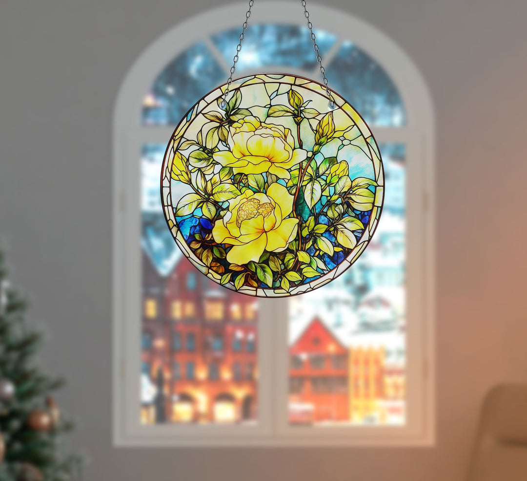 Yellow Botanical Suncatcher Decor Colorful Sun | Myphotostation
