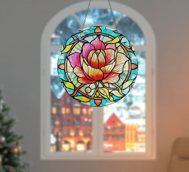 Colorful Rose Stained  Suncatcher Colorful Sun | Myphotostation 
