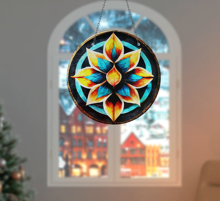 Turquoise Lotus Suncatcher Decor Glass Suncatchers | Myphotostation
