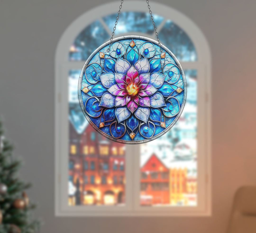 Blue & Pink Lotus Suncatcher Beautiful Home Decor | Myphotostation
