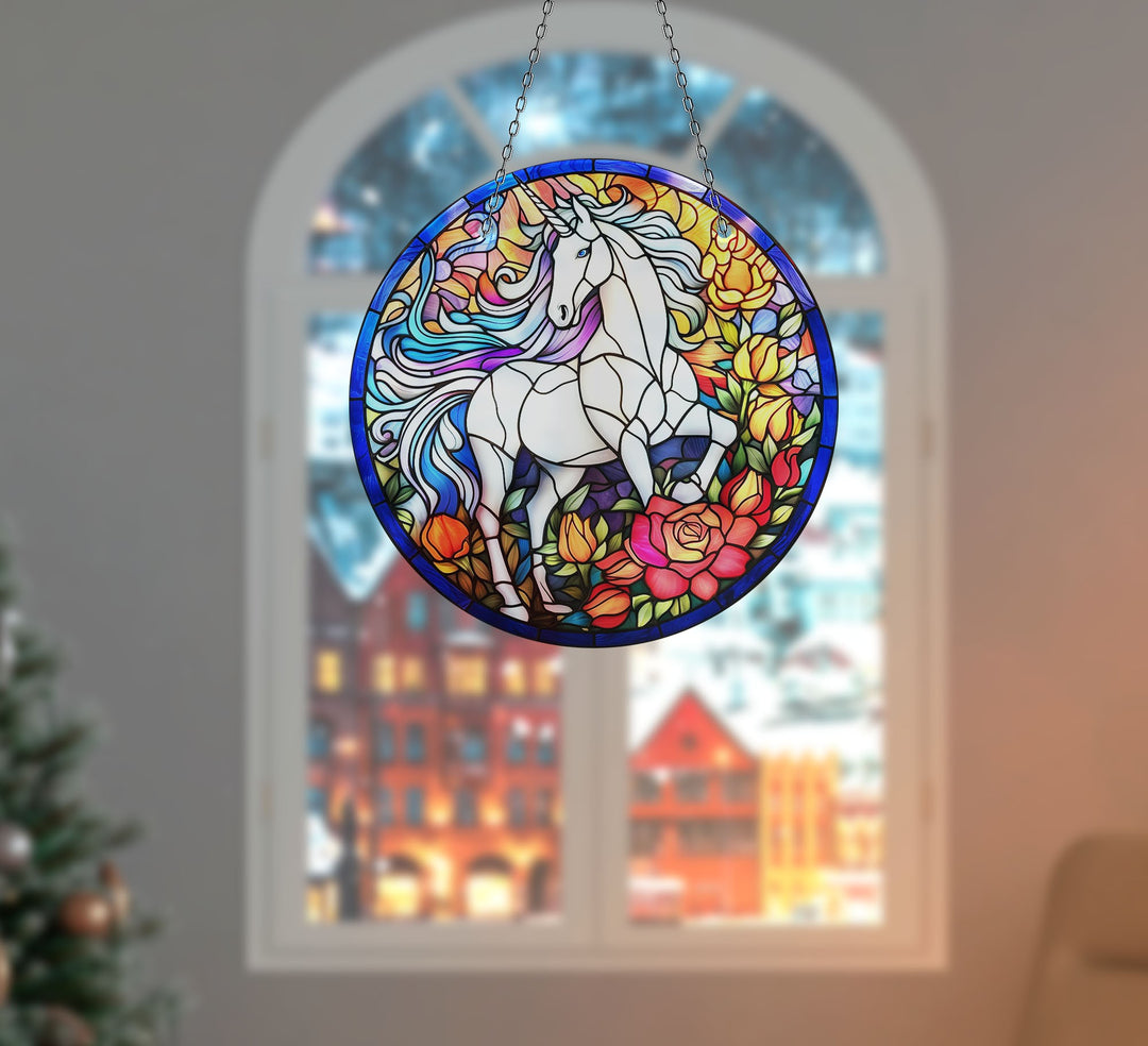 White Horse Stained Suncatcher Brighten Any Space with Glass Suncatchers | Myphotostation
