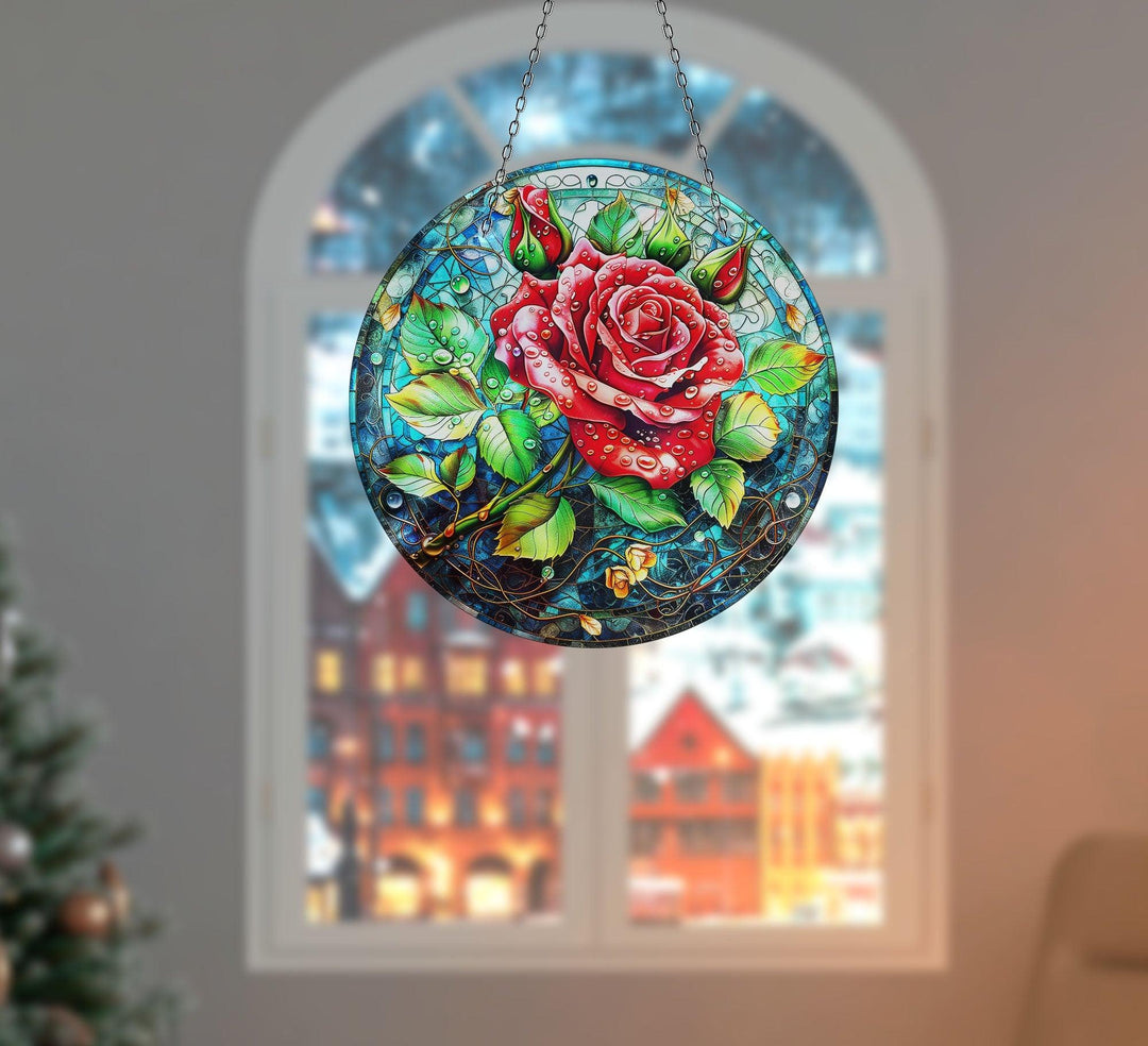 Red Flowers Suncatcher Perfect Gift | Myphotostation
