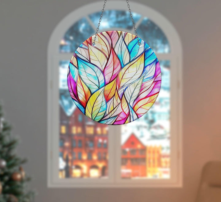 Leafs Colorful Stained  Suncatcher Colorful Sun | Myphotostation 
