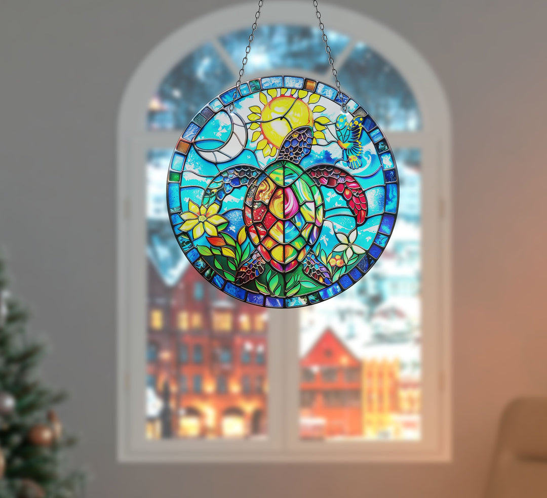 Seaturtle Mosaic Suncatcher Moon Suncatchers | Myphotostation
