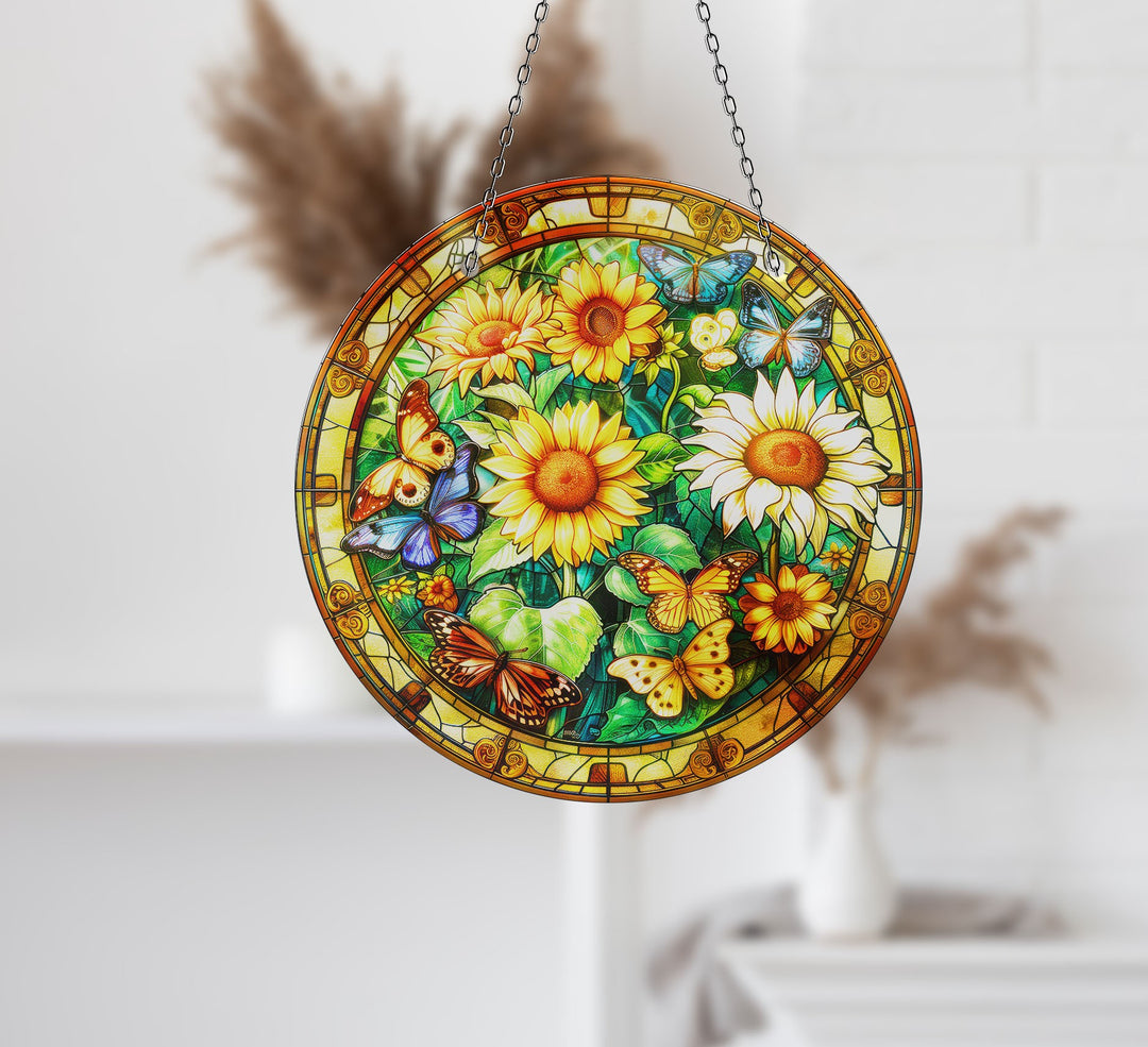 Sunflowers Suncatcher Vibrant Stained Glass Suncatchers for Windows | Myphotostation
