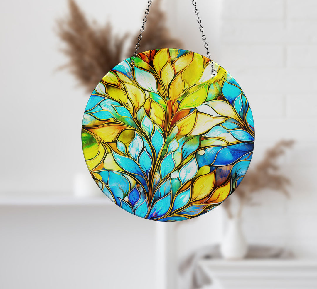 Blue Yellow Leaves Suncatcher