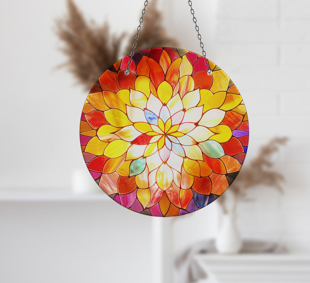 Red & Orange Lotus Suncatcher Transform Windows with Suncatchers | Myphotostation
