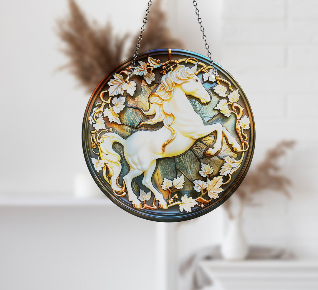 White Horse Stained Suncatcher Sun Catcher for Window | Myphotostation
