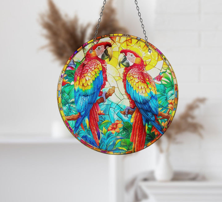 Parrots Suncatcher Decor Add Color with Stained Glass Suncatchers for Home | Myphotostation
