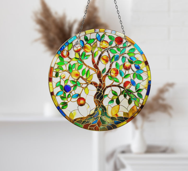 Colored Tree of Life Suncatcher Decor Transform Windows with Suncatchers | Myphotostation
