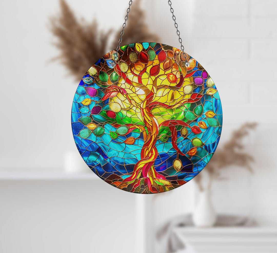 Vivid Life of tree Suncatcher Decor Durable Tempered Glass | Myphotostation
