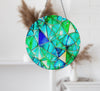 Green Stained Suncatcher Decor Tempered Glass Art