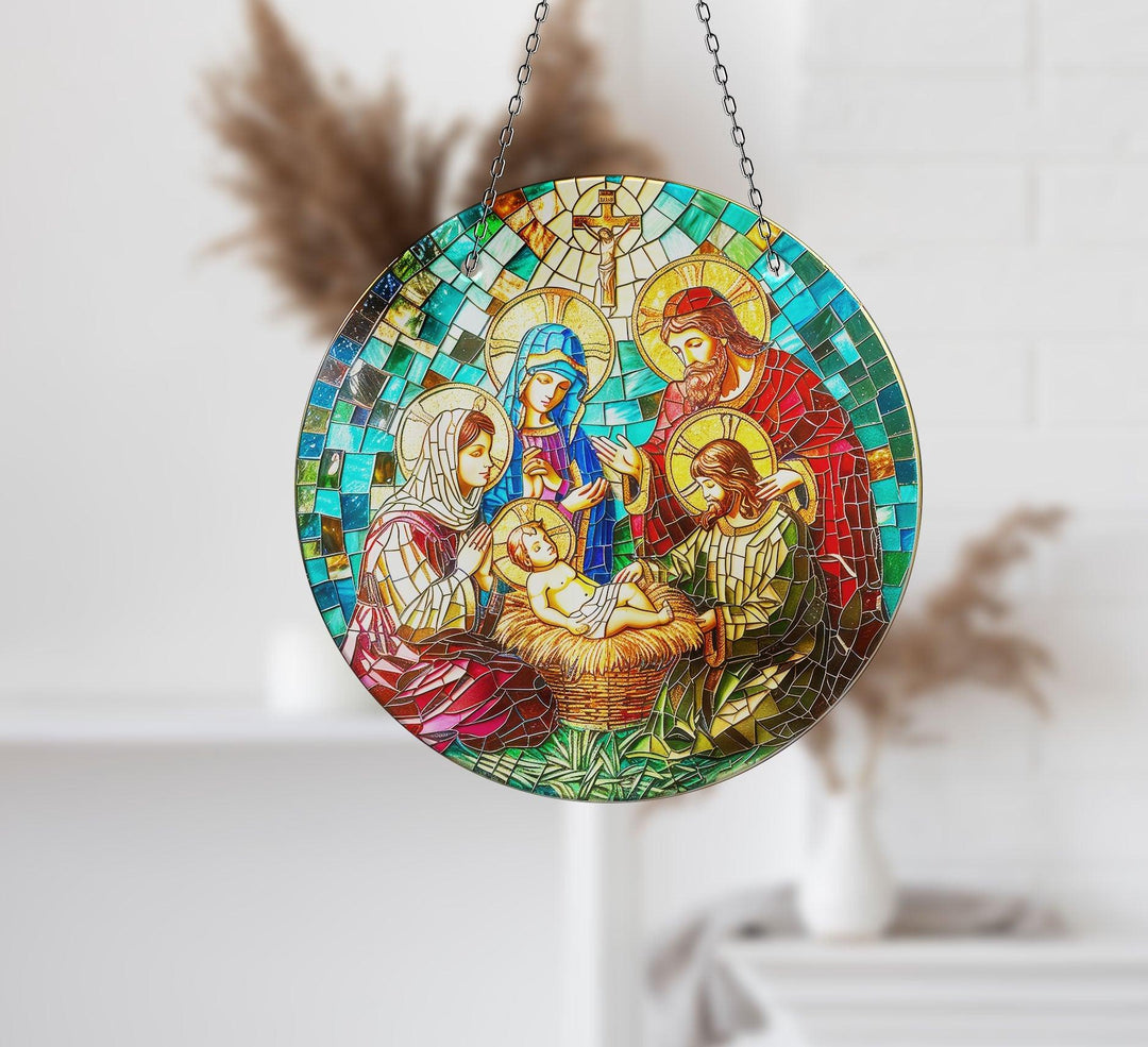 Christ Mosaic Suncatcher Decor Moon Suncatchers | Myphotostation
