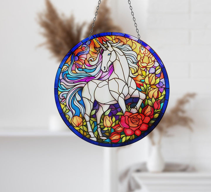 White Horse Stained Suncatcher Perfect Gift | Myphotostation
