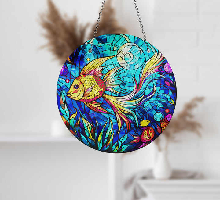 Gold Fish Suncatcher Decor Moon Suncatchers | Myphotostation
